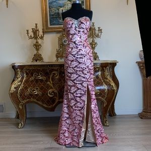 Women’s lace all over sequins evening formal prom dress